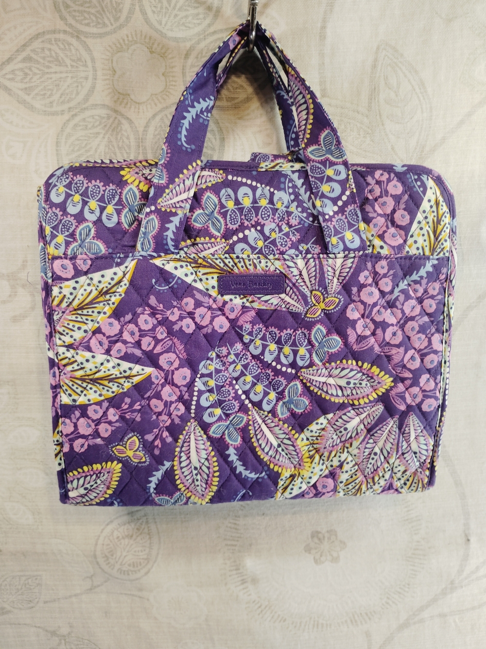 Vera Bradley Purple& Blue Quilted Floral Cosmetic /Toiletry Travel Tote Bag
